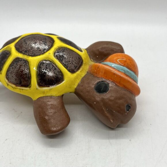 Vintage Ceramic Turtle W/Hat Figurine 5” Retro Hobbyist - Picture 5 of 5